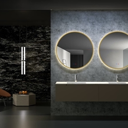 Espejo redondo LED luz retroiluminda modelo FUN 60 cm de diametro acabado oro cepillado. - Imagen 1