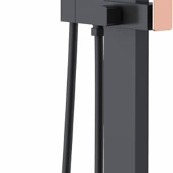 Grifería de bañera exenta monomando acabado oro rosa brillo / negro mate - Imagen 1