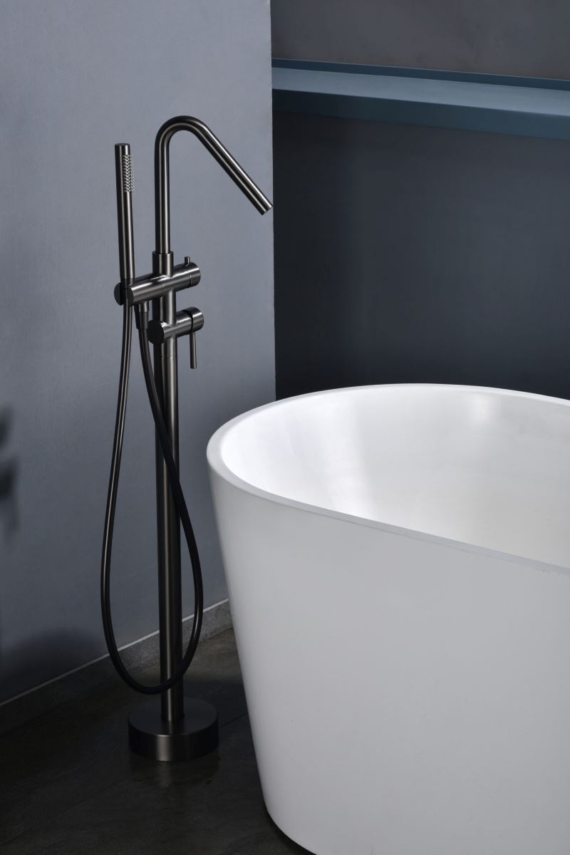 Grifería de bañera exenta monomando serie CÓRCEGA acabado black gun metal - Imagen 2