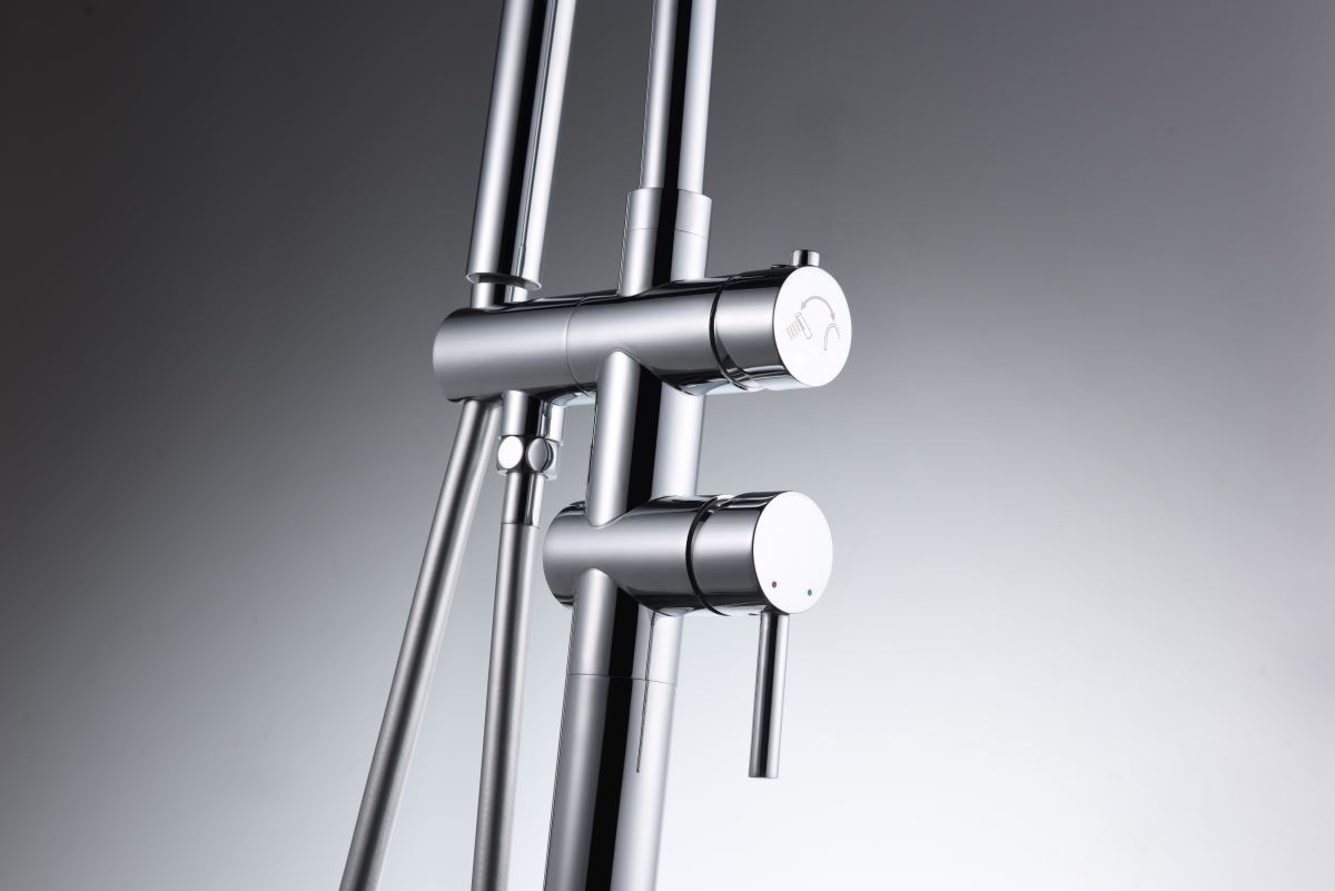 Grifería de bañera exenta monomando serie CÓRCEGA acabado cromo - Imagen 3