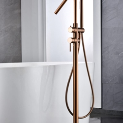 Grifería de bañera exenta monomando serie CÓRCEGA acabado oro rosa cepillado - Imagen 1