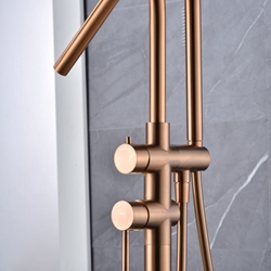 Grifería de bañera exenta monomando serie CÓRCEGA acabado oro rosa cepillado - Imagen 2