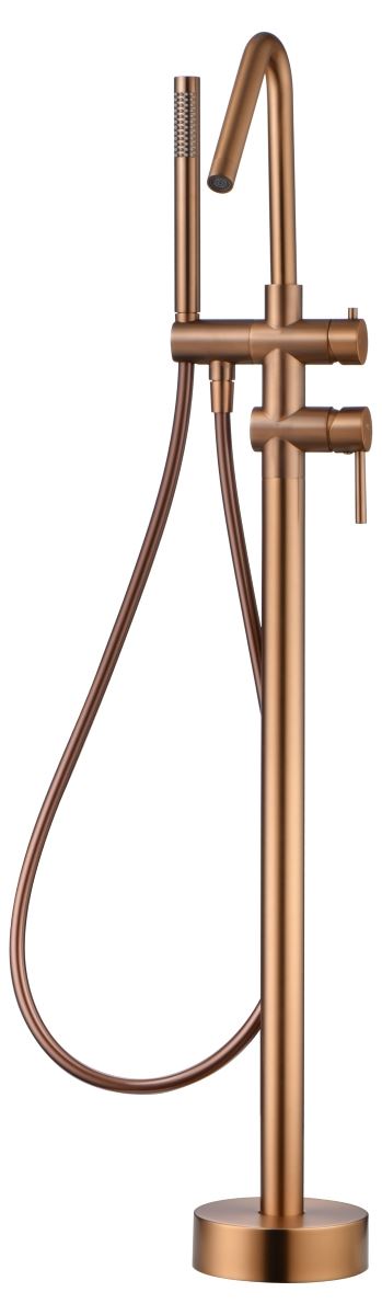 Grifería de bañera exenta monomando serie CÓRCEGA acabado oro rosa cepillado - Imagen 3