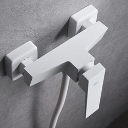 Griferia de baño monomando serie ART acabado blanco - Imagen 2