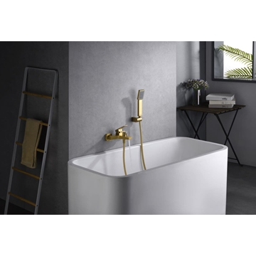 Griferia de baño monomando serie ART acabado oro cepillado - Imagen 1