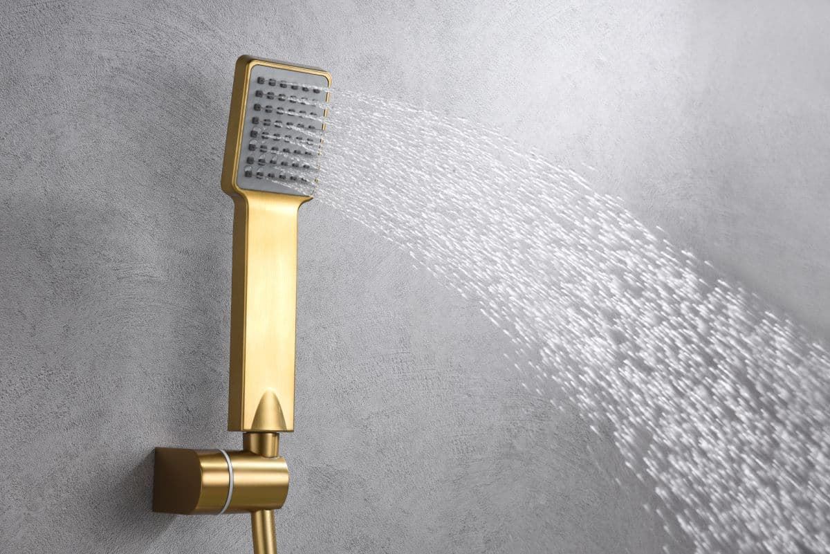 Griferia de baño monomando serie ART acabado oro cepillado - Imagen 3