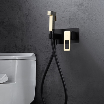 Griferia de bide empotrada SUECIA acabado oro brillo / negro mate - Imagen 1