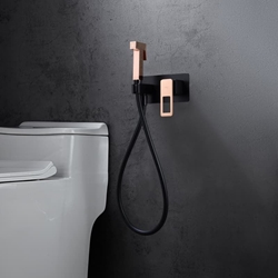 Griferia de bide empotrada SUECIA acabado oro rosa brillo / negro mate - Imagen 1