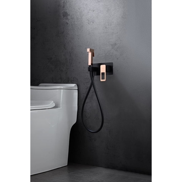 Griferia de bide empotrada SUECIA acabado oro rosa brillo / negro mate - Imagen 1