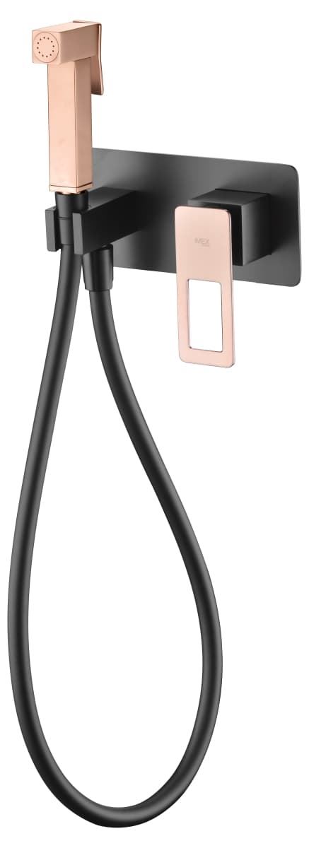 Griferia de bide empotrada SUECIA acabado oro rosa brillo / negro mate - Imagen 2