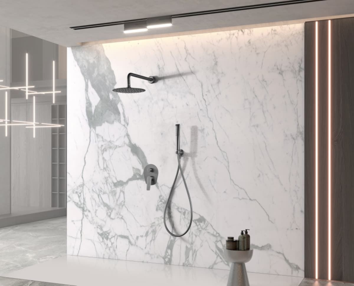 Griferia monomando empotrada serie DELOS acabado black gun metal - Imagen 1