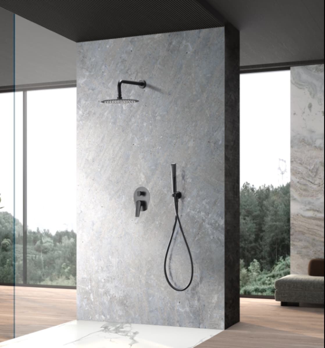 Griferia monomando empotrada serie DELOS acabado negro mate - Imagen 1