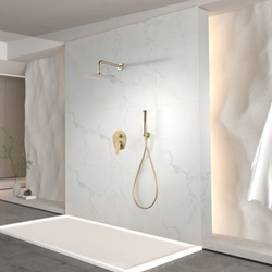 Griferia monomando empotrada serie DELOS acabado oro cepillado - Imagen 1