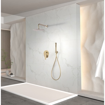 Griferia monomando empotrada serie DELOS acabado oro cepillado - Imagen 1