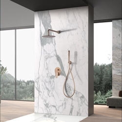 Griferia monomando empotrada serie DELOS acabado oro rosa cepillado - Imagen 1