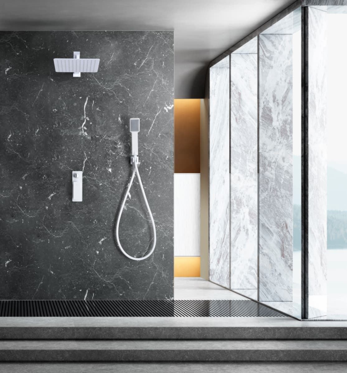 Griferia monomando empotrada serie FIYI acabado blanco mate - Imagen 1