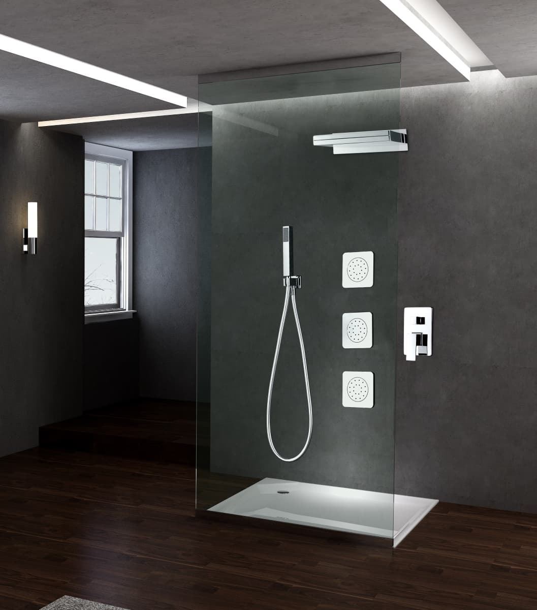 Griferia monomando empotrada serie FORMENTERA acabado cromo 3 jets orientables - Imagen 1