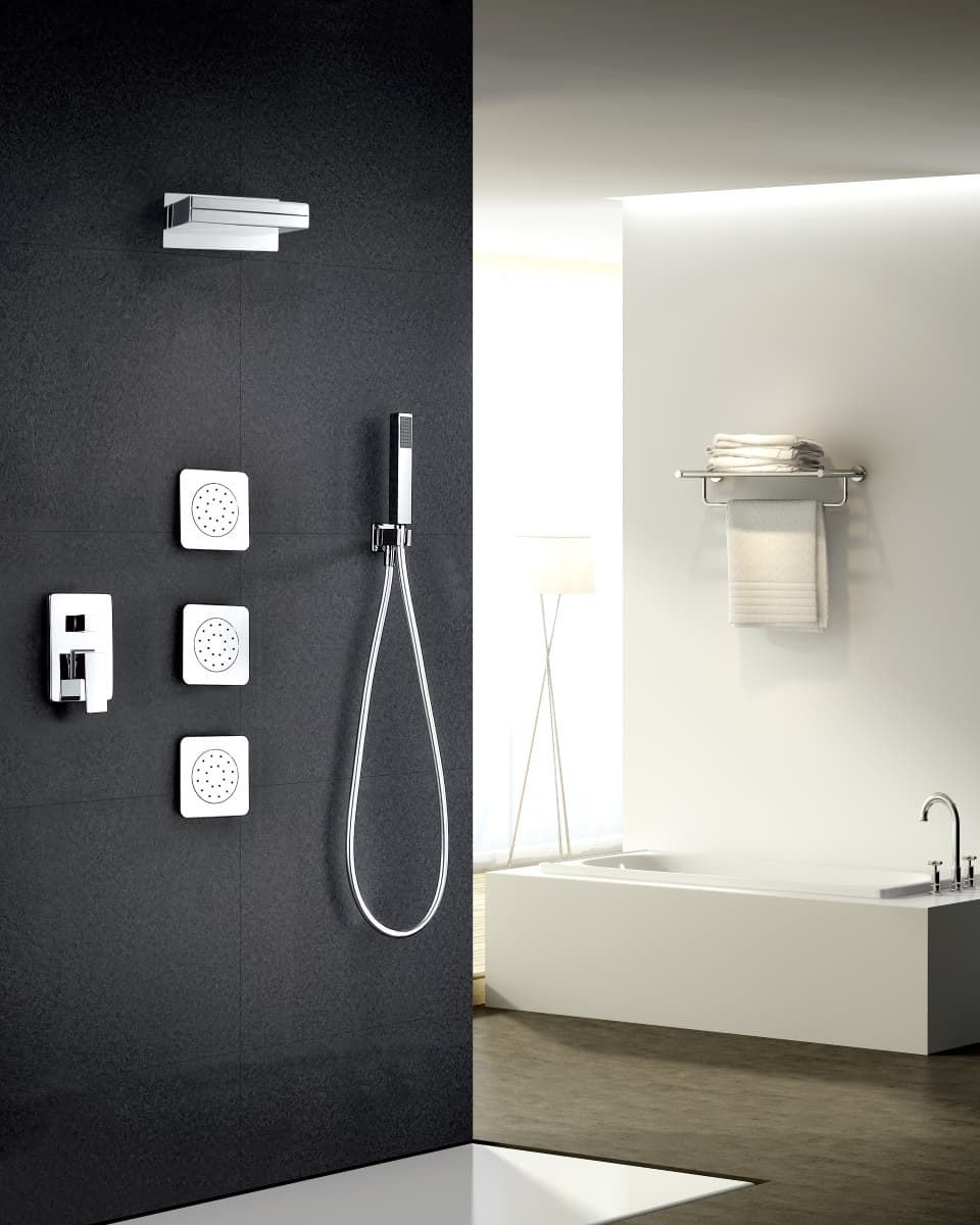 Griferia monomando empotrada serie FORMENTERA acabado cromo 3 jets orientables - Imagen 2