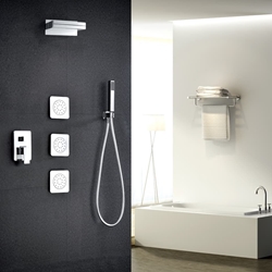 Griferia monomando empotrada serie FORMENTERA acabado cromo 3 jets orientables - Imagen 2