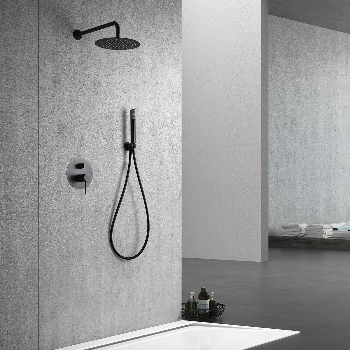 Griferia monomando empotrada serie LINE acabado black gun metal - Imagen 1