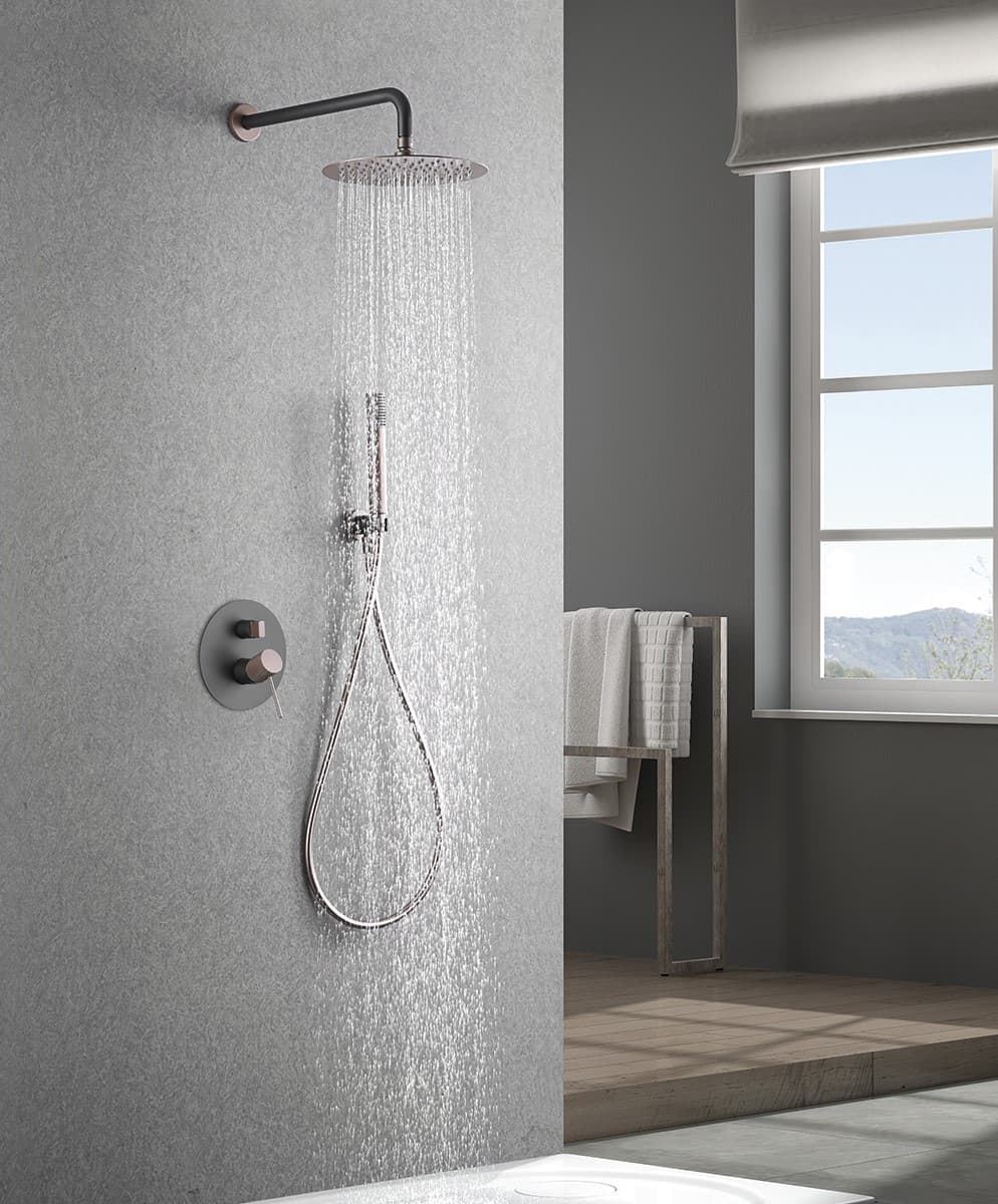 Griferia monomando empotrada serie LINE acabado gris mate / champagne - Imagen 1