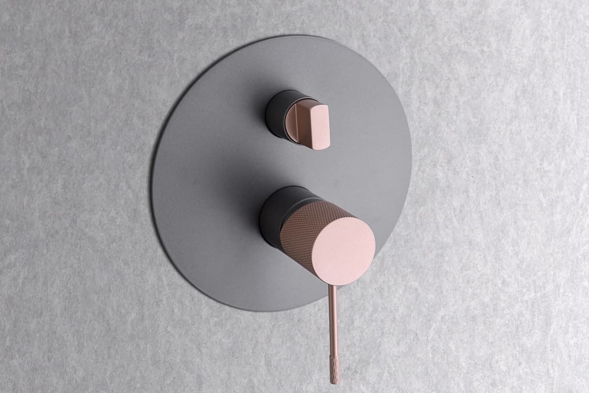 Griferia monomando empotrada serie LINE acabado gris mate / champagne - Imagen 3