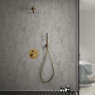 Griferia monomando empotrada serie LINE acabado oro cepillado - Imagen 1