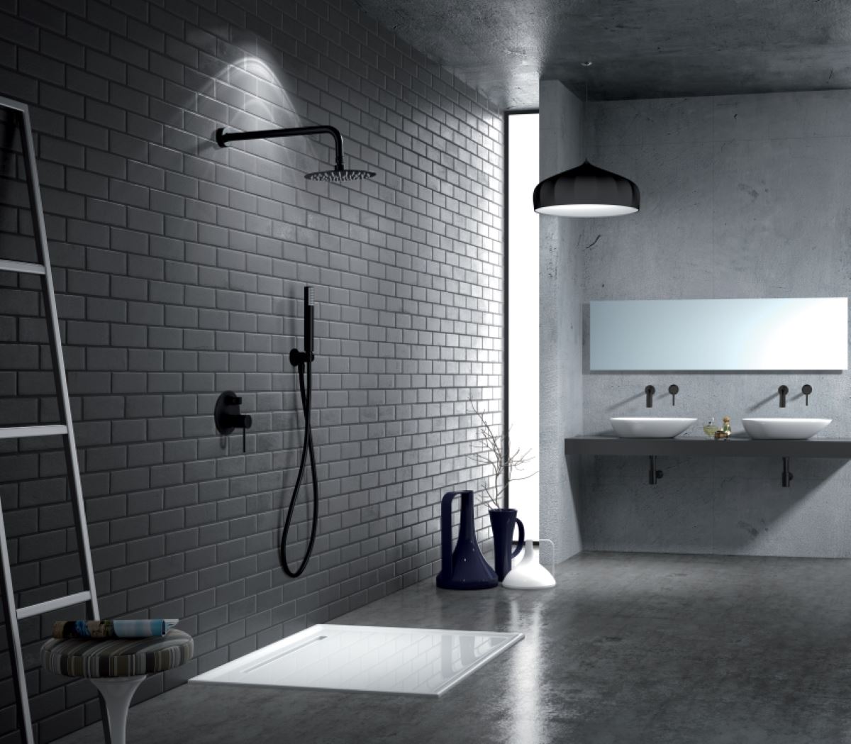 Griferia monomando empotrada serie MILOS acabado negro mate - Imagen 1