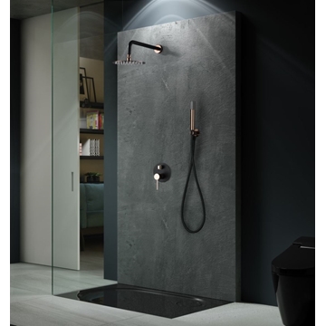 Griferia monomando empotrada serie MILOS acabado oro rosa brillo / negro mate - Imagen 1