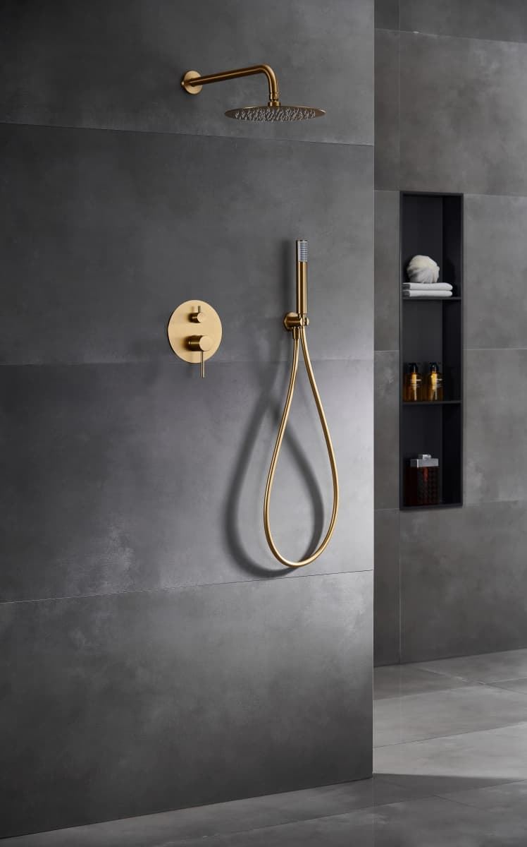 Griferia monomando empotrada serie MONZA acabado oro cepillado - Imagen 1