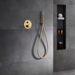 Griferia monomando empotrada serie MONZA acabado oro cepillado - Imagen 1