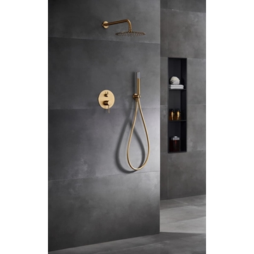 Griferia monomando empotrada serie MONZA acabado oro cepillado - Imagen 1