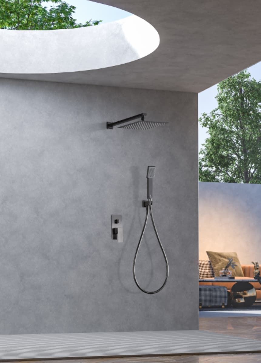 Griferia monomando empotrada serie PISA acabado negro gun metal - Imagen 1