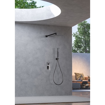 Griferia monomando empotrada serie PISA acabado negro gun metal - Imagen 1