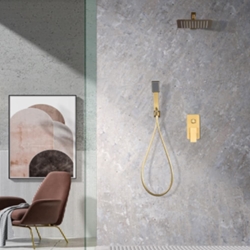 Griferia monomando empotrada serie PISA acabado oro cepillado - Imagen 1