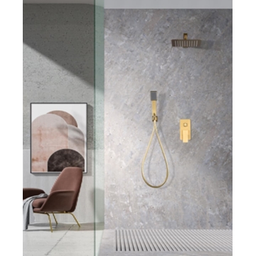 Griferia monomando empotrada serie PISA acabado oro cepillado - Imagen 1