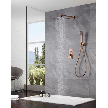 Griferia monomando empotrada serie PISA acabado oro rosa cepillado - Imagen 1