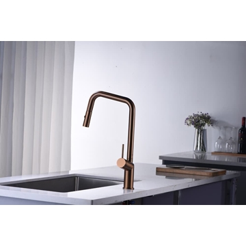 Grifería monomando para Cocina caño extraíble serie BONN acabado oro rosa cepillado - Imagen 1