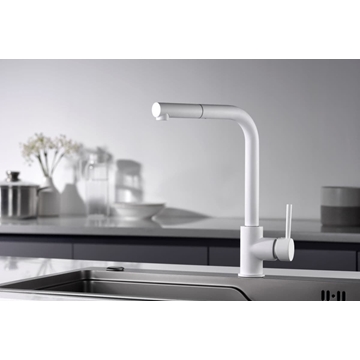 Grifería monomando para Cocina caño extraíble serie MALTA acabado blanco mate - Imagen 1