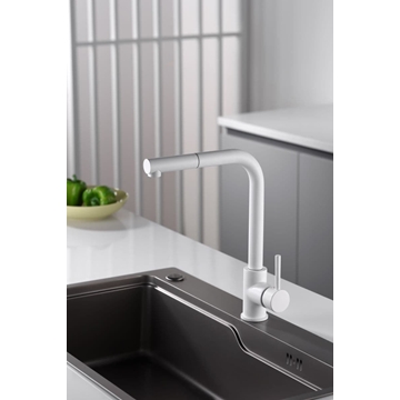 Grifería monomando para Cocina caño extraíble serie MALTA acabado blanco mate - Imagen 2