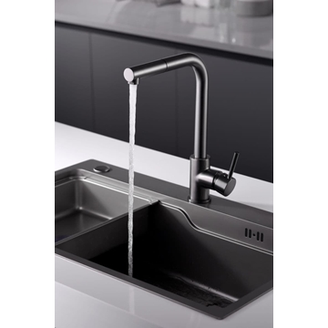 Grifería monomando para Cocina caño extraíble serie MALTA acabado negro / gun metal - Imagen 2