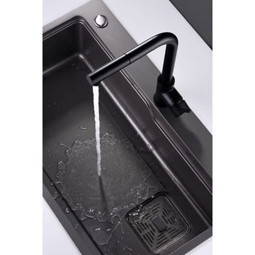 Grifería monomando para Cocina caño extraíble serie MALTA acabado negro mate - Imagen 1