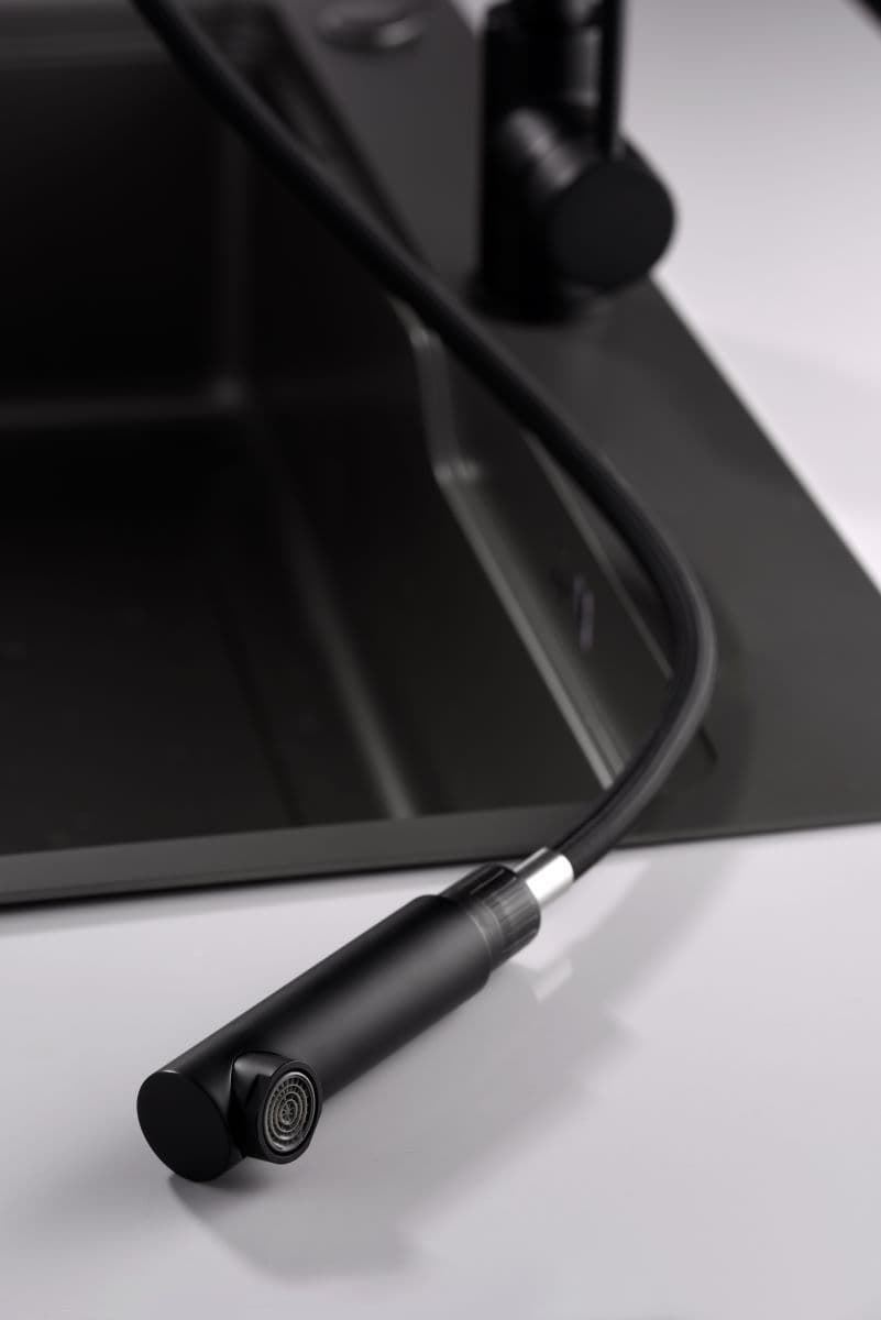 Grifería monomando para Cocina caño extraíble serie MALTA acabado negro mate - Imagen 2