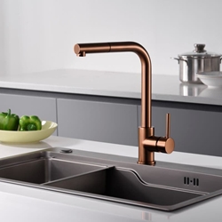 Grifería monomando para Cocina caño extraíble serie MALTA acabado oro rosa cepillado - Imagen 1