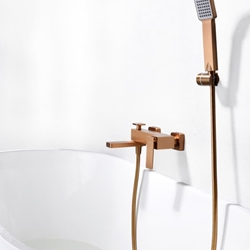 Griferia para baño / ducha monomando serie PISA acabado oro rosa cepillado - Imagen 1