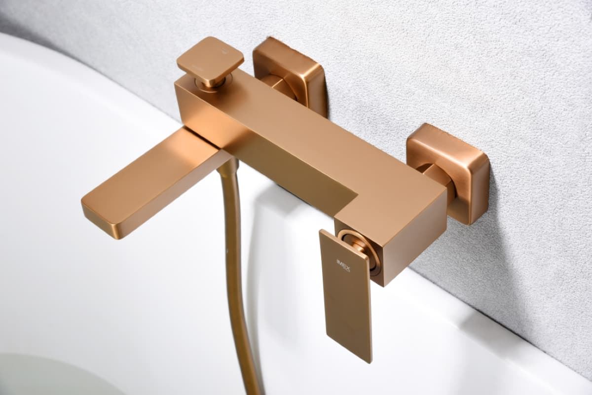 Griferia para baño / ducha monomando serie PISA acabado oro rosa cepillado - Imagen 2