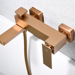 Griferia para baño / ducha monomando serie PISA acabado oro rosa cepillado - Imagen 2