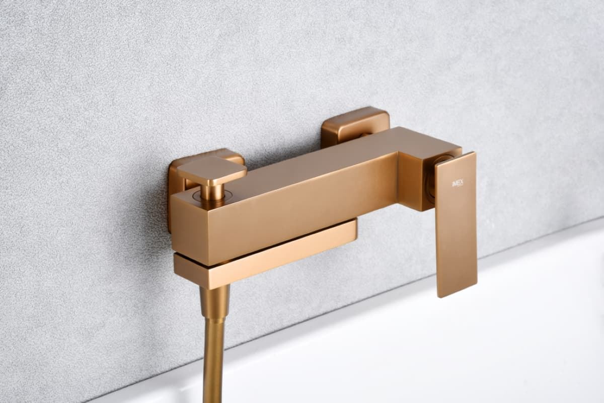 Griferia para baño / ducha monomando serie PISA acabado oro rosa cepillado - Imagen 3