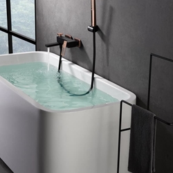 Griferia para baño / ducha monomando serie SUECIA acabado oro rosa brillo / negro mate - Imagen 1