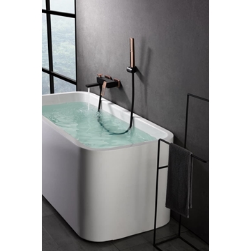 Griferia para baño / ducha monomando serie SUECIA acabado oro rosa brillo / negro mate - Imagen 1